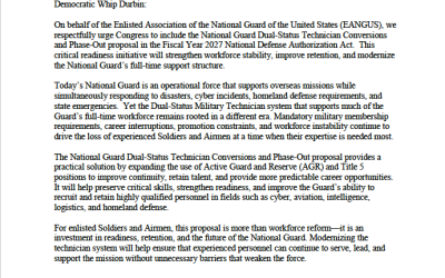 EANGUS Supports LP291 to Modernize the National Guard Workforce